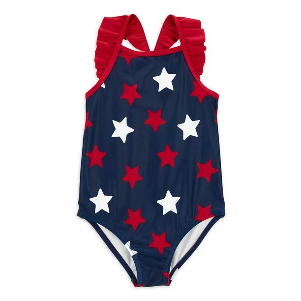 Carter's Child of Mine Toddler Girl Ruffled Star Swimsuit, One-Piece, Sizes 12M-5T - Walmart.com | Walmart (US)