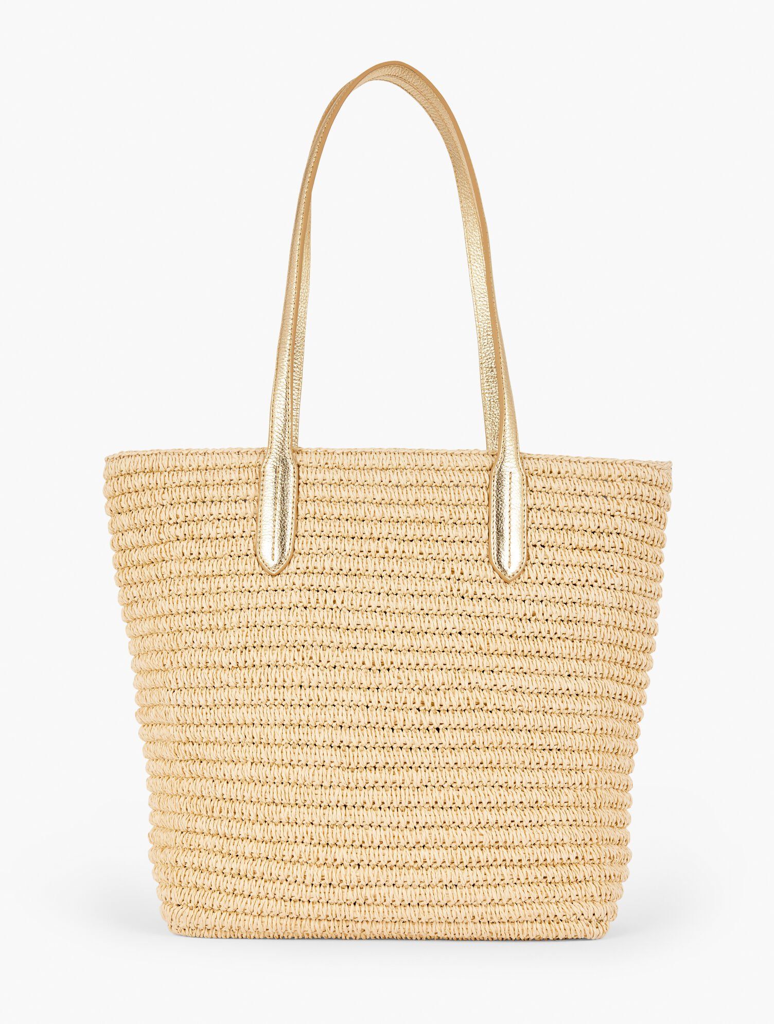 Metallic Trim Straw Tote | Talbots