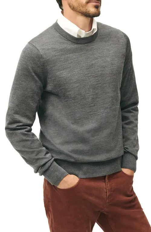 Brooks Brothers Merino Wool Crewneck Sweater in Dark Grey at Nordstrom, Size Large | Nordstrom