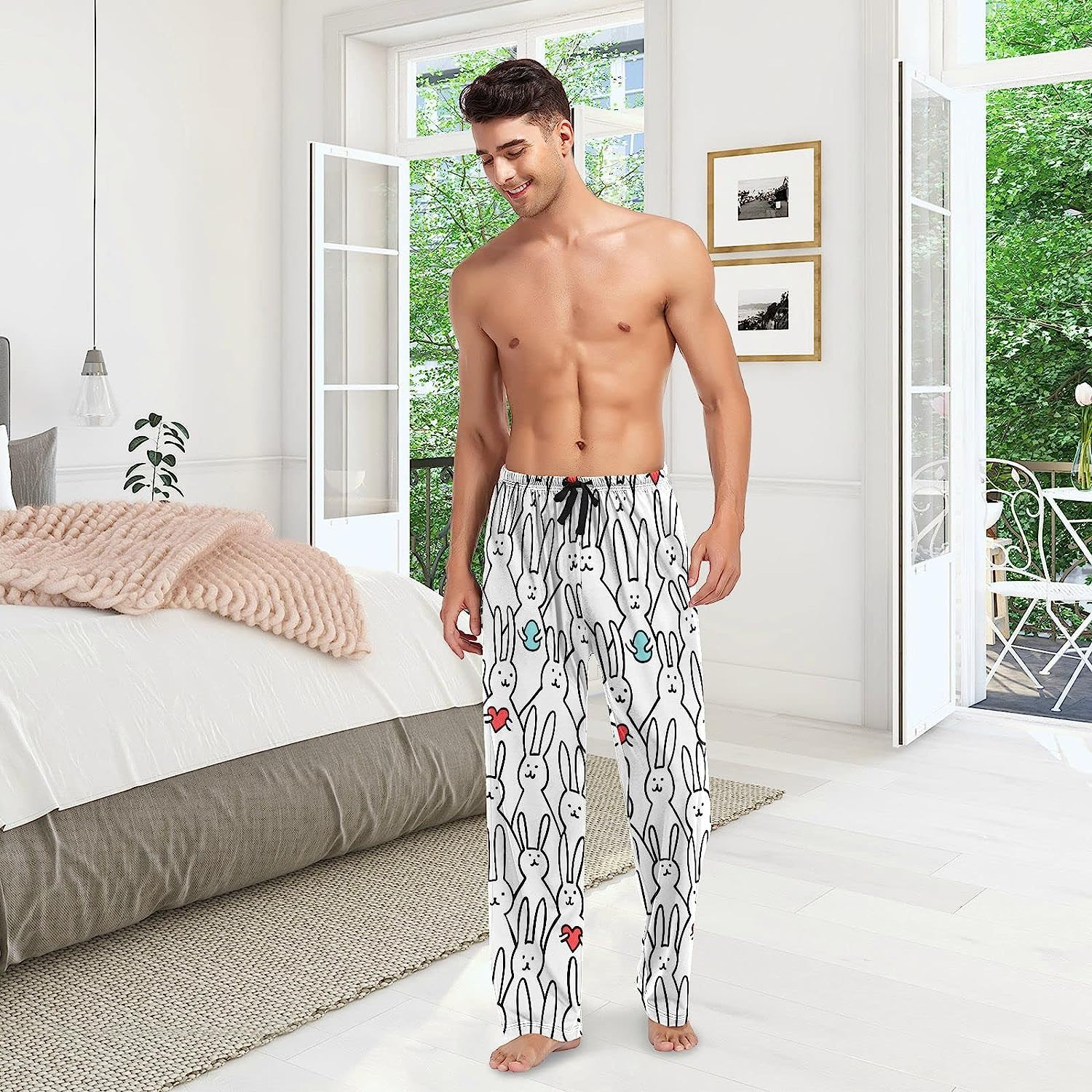 Christmas Pigs Snowflakes Mens Pajama Pants with Drawstring Pockets Lounge Pants Pajama Bottoms M... | Amazon (US)