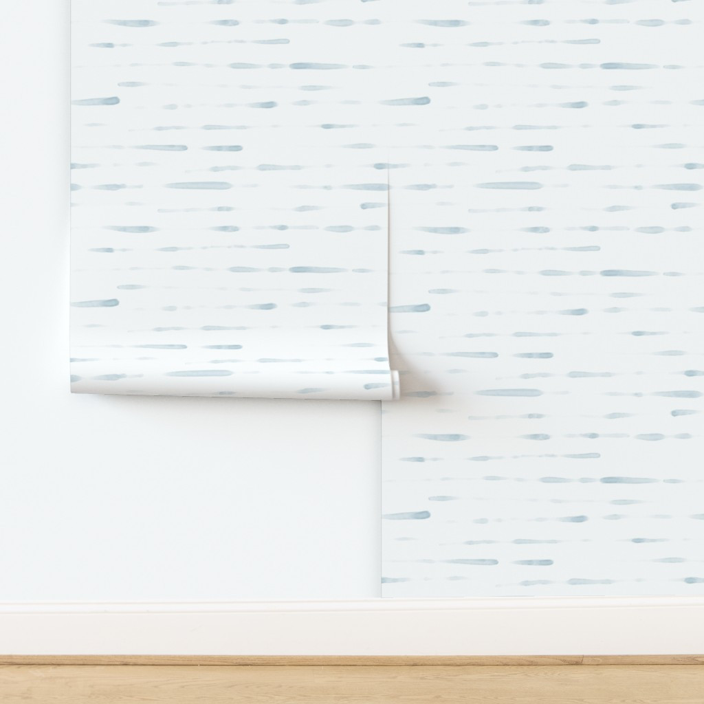 Muted blue aquarelle brush strokes - Horizontal Wallpaper byerin__kendal | Spoonflower