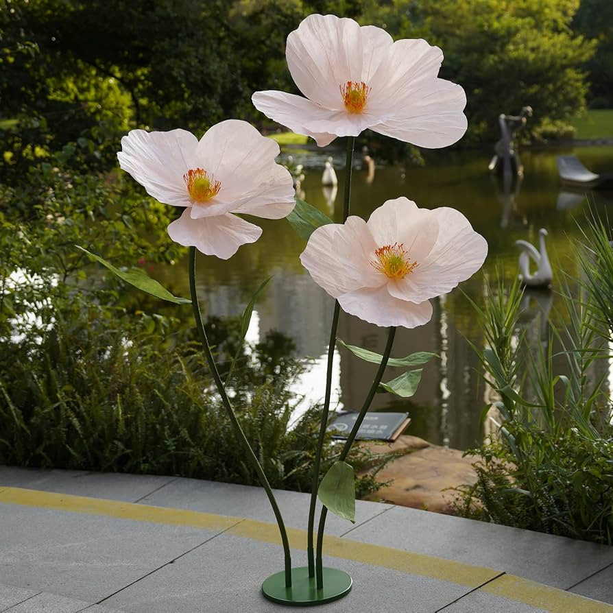 Large Paper Artificial Flowers,Giant Flowers for Decoration,Huge Handcrafted Poppy Fake Flowers w... | Amazon (US)