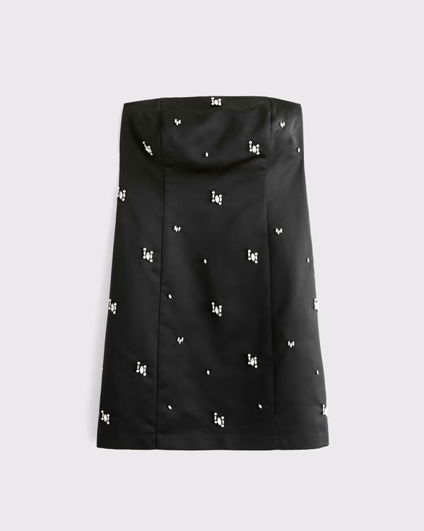 Women's Satin Embellished Strapless Mini Dress | Women's Clearance | Abercrombie.com | Abercrombie & Fitch (US)
