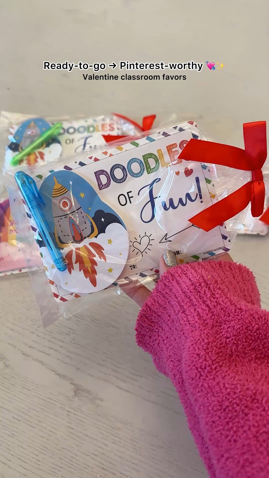 Ready-to-go Valentine party favors… but make them Pinterest-worthy 💕✨
These were already cute straight out of the package,
but I added just a little pizzazz ✨
Clear bag ✔
Fun gel pen ✔
Premade bow ✔
It took maybe two minutes and now they feel extra special —
perfect for classroom Valentines, party favors, or little treats!
   #valentinepartyfavors
   #classroomvalentines
   #easygiftideas
   #partyfavorideas
#PartyFavors

#LTKmomlife #LTKSeasonal #LTKKids