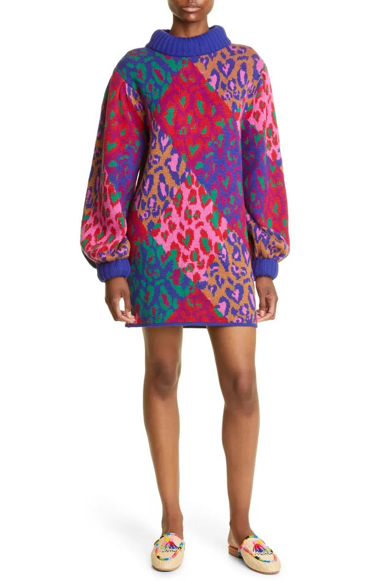Mixed Leopard Pop Long Sleeve Sweater Dress | Nordstrom