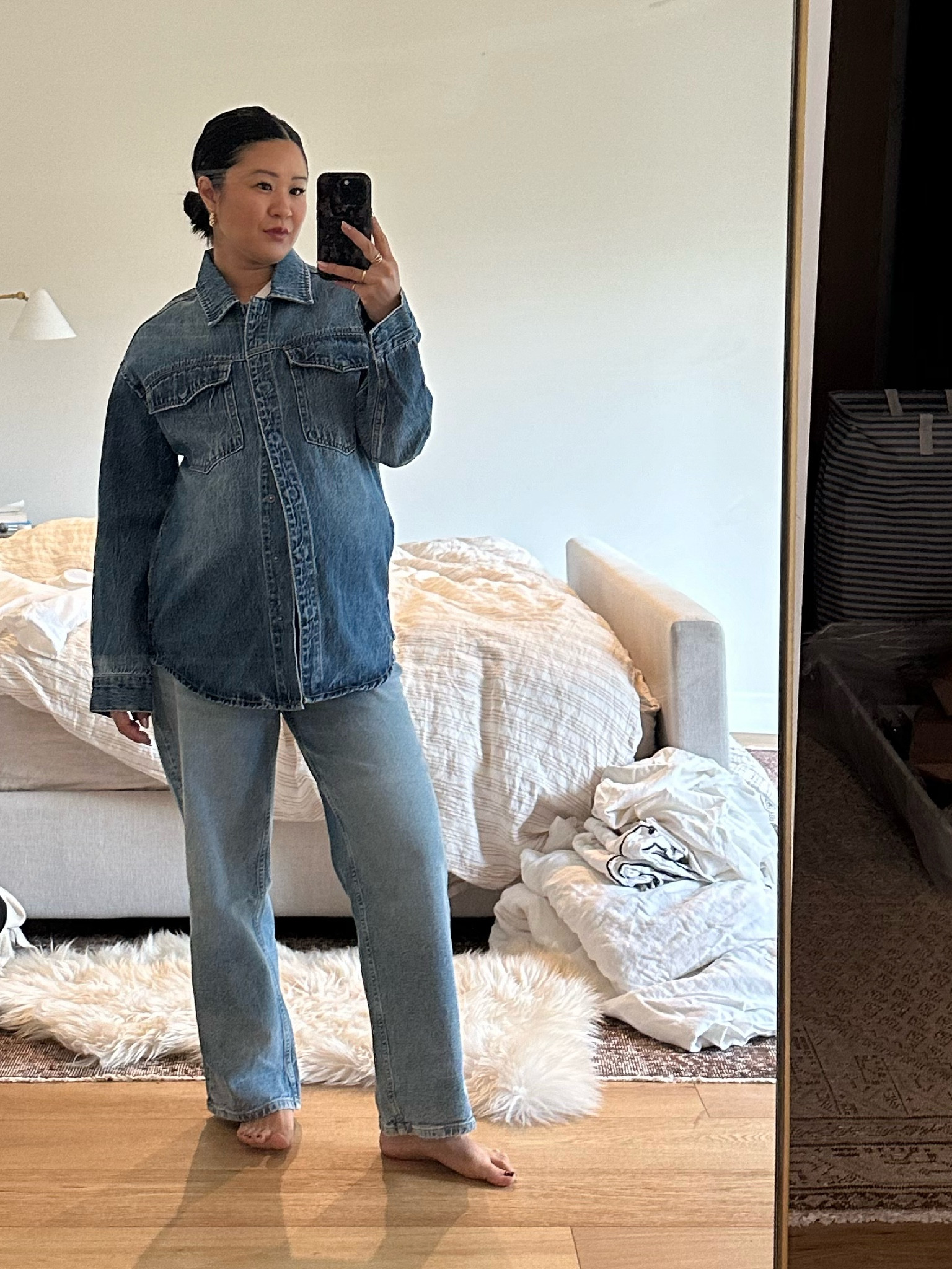 Canadian tuxedo 

#LTKautumn #LTKmaternity