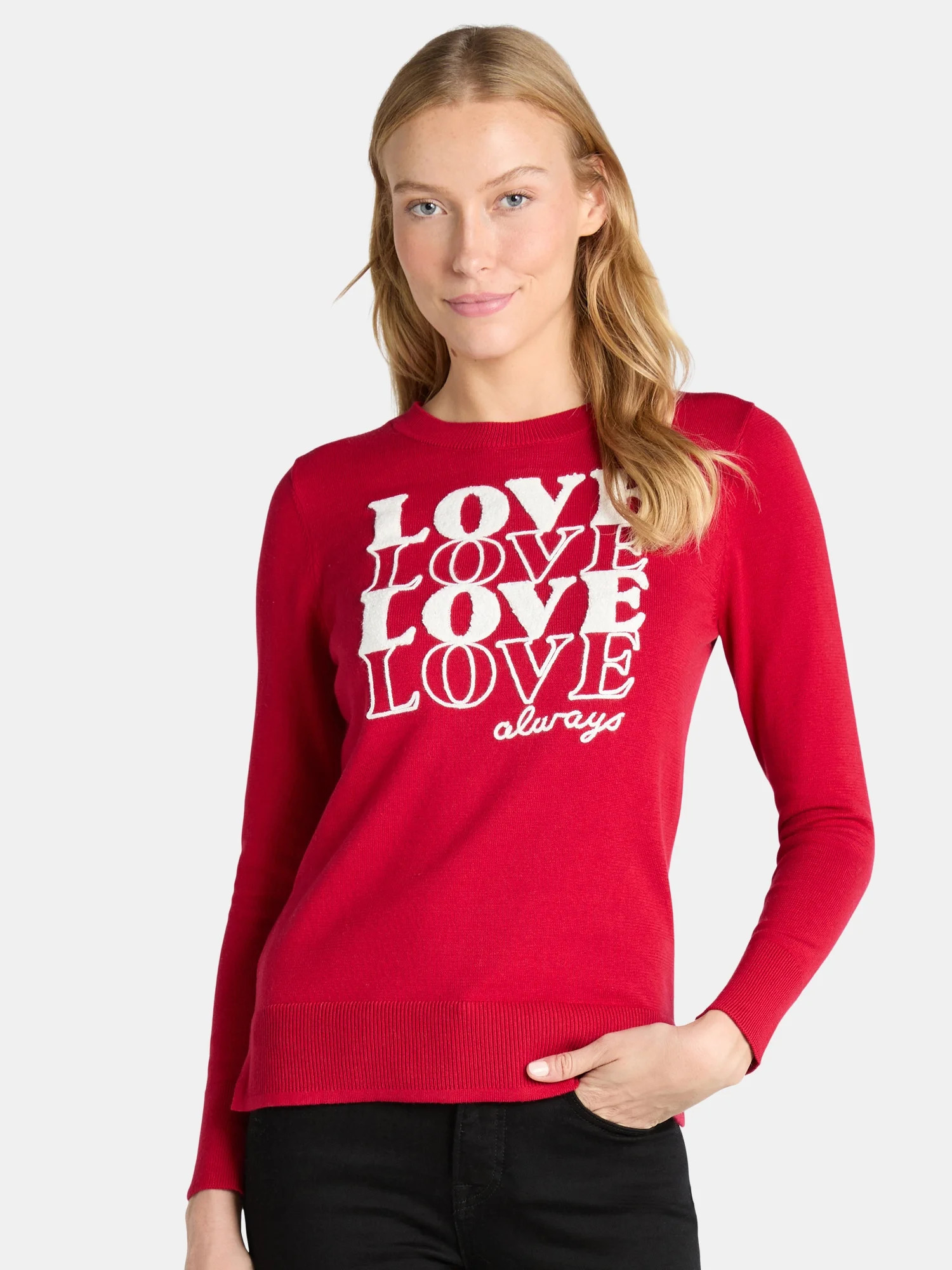Time and Tru Women’s Valentine’s Day Sweater, Lightweight, Sizes XS-XXXL | Walmart (US)