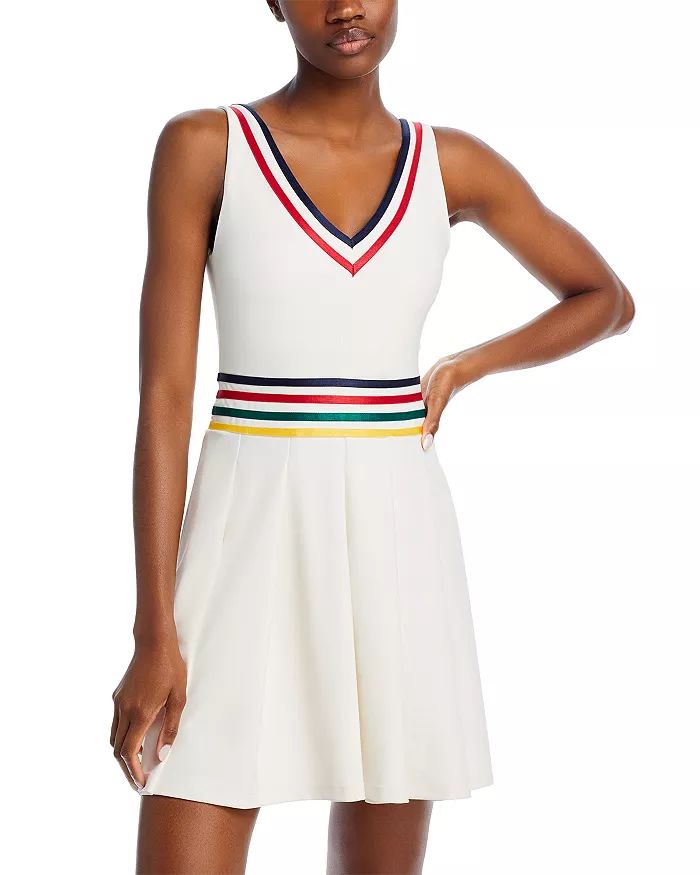 Striped V Neck Pleated Mini Dress - 100% Exclusive | Bloomingdale's (US)