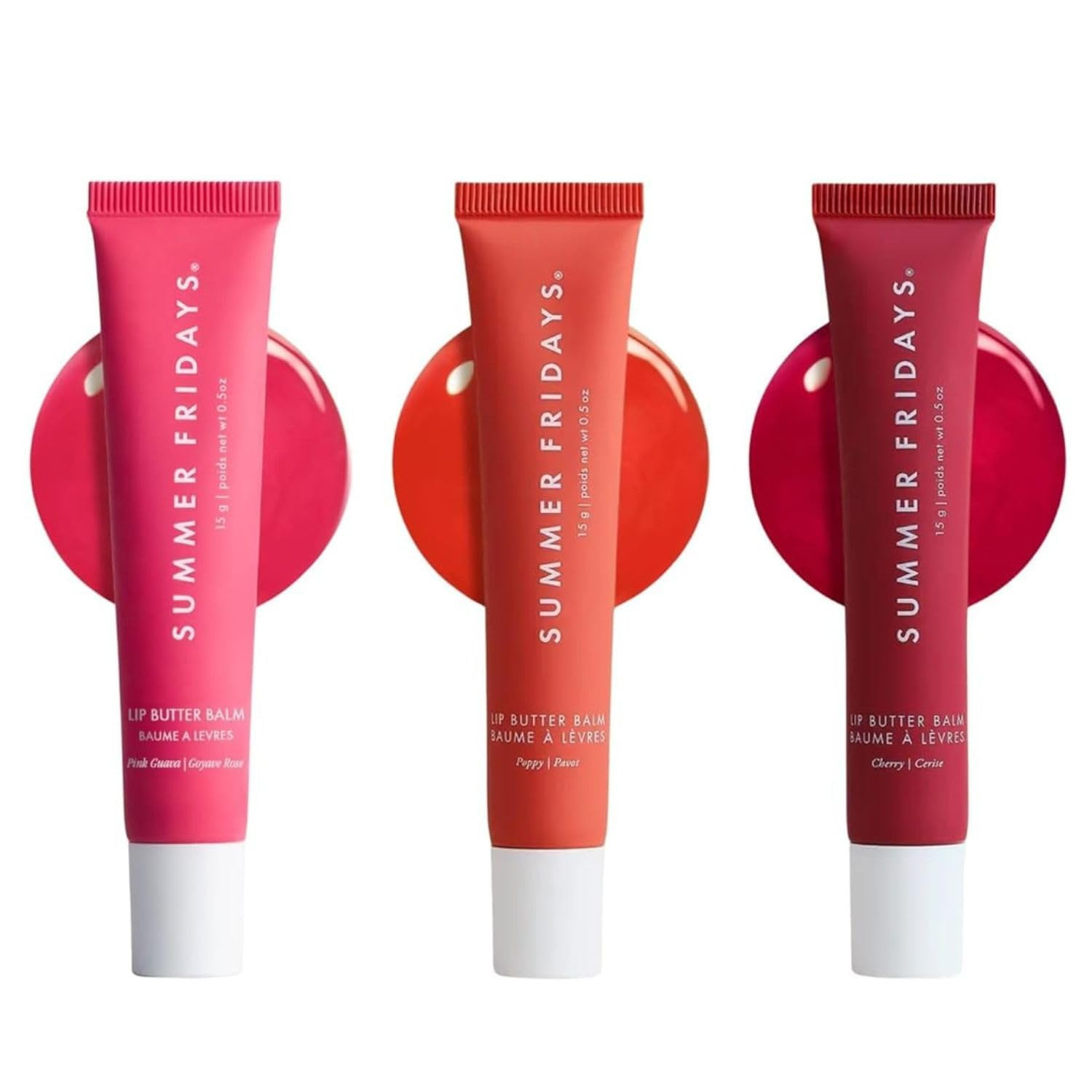 Summer Fridays Lip Butter Balm Summer Fruit Trio - Tinted Hydrating Lip Balm for Instant Moisture + Glassy Shine - Vegan Skincare Makeup with Shea Butter - Set Includes Pink Guava, Poppy, + Cherry | Amazon (US)