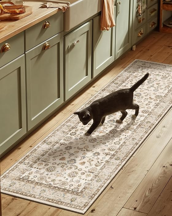 Washable Runners for Hallways Kitchen Rug: 2'6"x8' Kitchen Runner Stain Resistant Non Slip Low Pi... | Amazon (US)