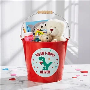 Dino-Mite Personalized Dinosaur Treat Bucket - Red | Personalization Mall