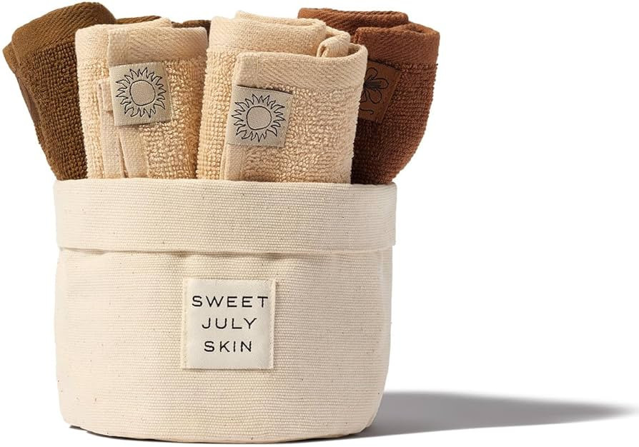 SWEET JULY SKIN Face Towel Set Day & Night, Makeup Removal, 100% Cotton, Soft, Absorbent, Daily U... | Amazon (US)
