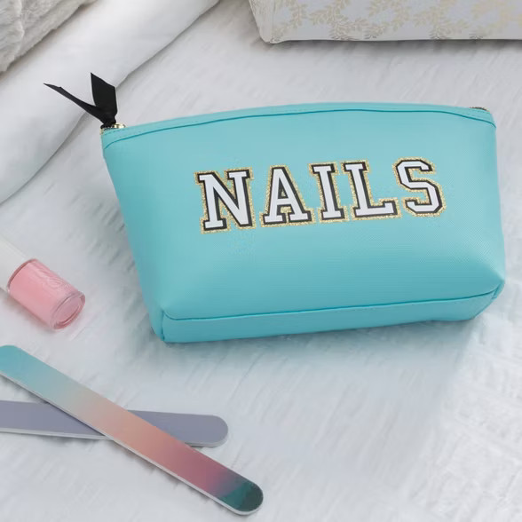 Ruby+Cash Dome Makeup Pouch - Nails Print - Blues | Target