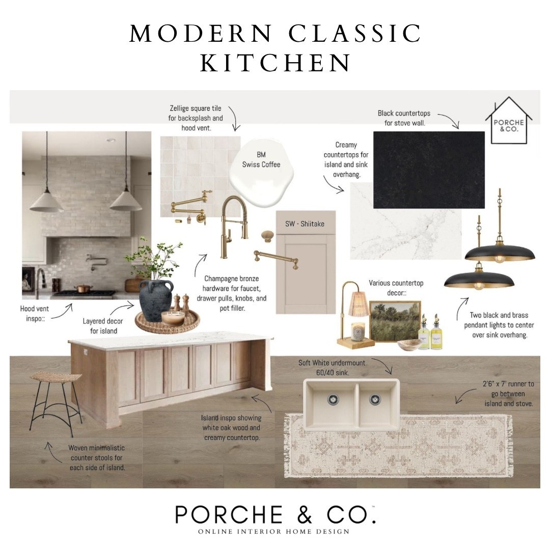 Where timeless design meets everyday function ✨ This Modern Classic Kitchen features layered textures, creamy countertops, champagne bronze accents, and black + brass lighting for a refined yet welcoming look. Kitchen Online Interior Design by Porche & Co.

Do you want to bring our dreamy Modern Classic style interior design into your own home? 🏡 You’re in luck! Reserve our Online Interior Design packages today -> https://porcheandco.com/edesign ✨ We can’t wait to work with you & design your home with #porcheandco

#porcheandco #visionboard #moodboard #interiordesign #virtualdesign #modernclassic #kitchendesign #onlineinteriordesign #neutralhome #timelessstyle



#LTKOver40 #LTKHome #LTKStyleTip