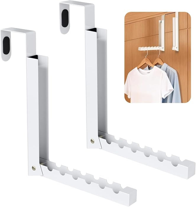 Over The Door Folding Clothes Drying Rack 2-Pack White, Heavy Duty Metal for Indoor Laundry Room ... | Amazon (US)
