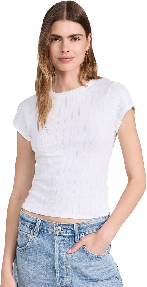 perfectwhitetee Women's Katy Pointelle Baby Tee | Amazon (US)