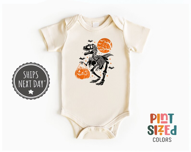 Halloween Dinosaur Baby Onesie® Trick or Treat Dino Bodysuit Retro Fall Baby Onesie® Black - Et... | Etsy (US)