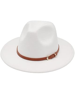 Gossifan Men & Women Panama Hat Classic Wide Brim Fedora Hat with Belt Buckle | Amazon (US)