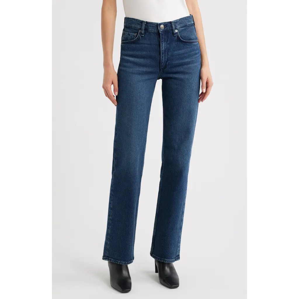 rag & bone Harlow Mid Rise Straight Leg Jeans in Teo at Nordstrom, Size 29 | Nordstrom