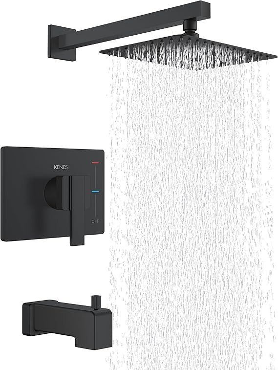 KENES Modern Matte Black Shower Faucet Set, Tub and Shower Trim Kit with Single-Spray Black Showe... | Amazon (US)