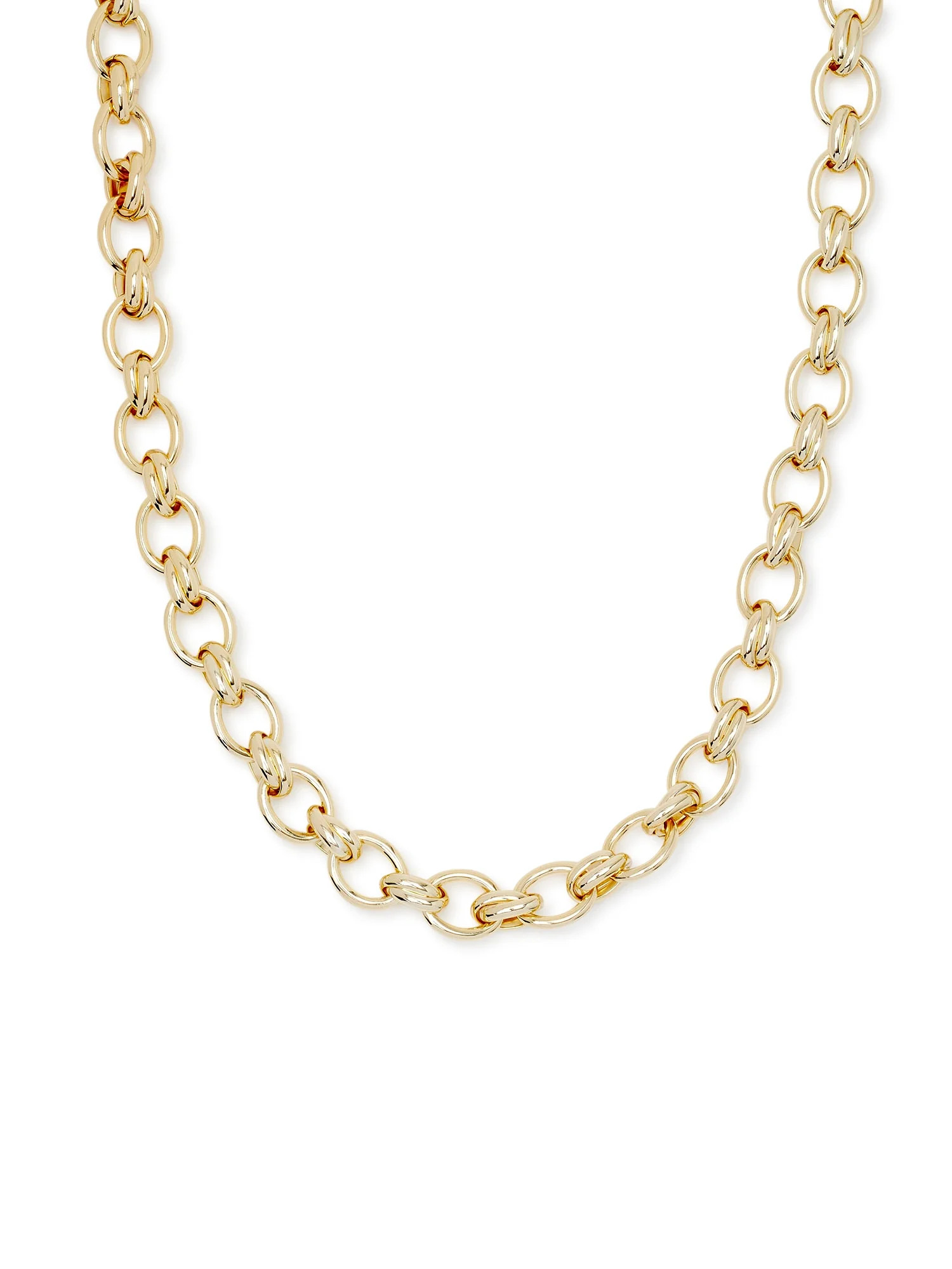 Scoop Womens Women's 14KT Gold Flash-Plated Oval Link Necklace | Walmart (US)