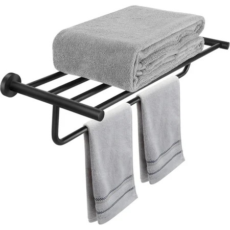 ENKERN Black Towel Shelf for Bathroom Wall Mounted Stainless Steel Bathroom Bath Towel Rack Matte Bl | Walmart (US)