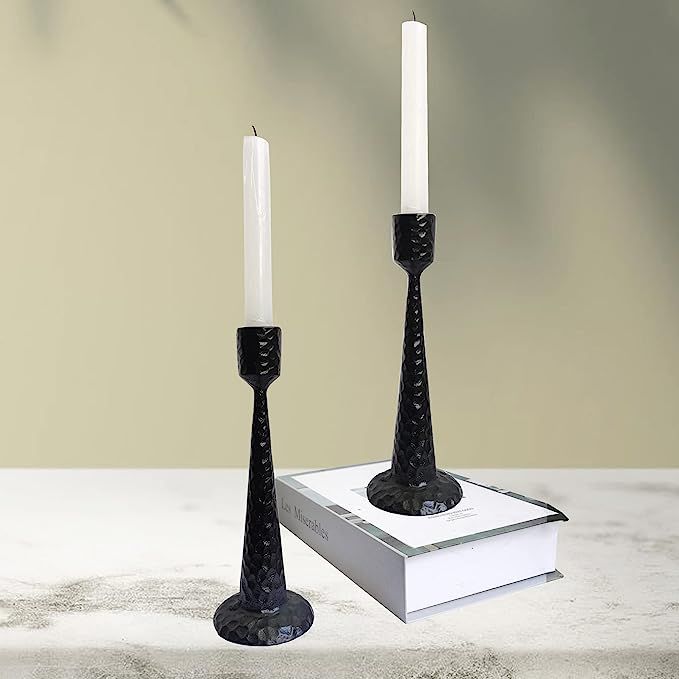 Black Candlestick Holders, Cast Iron Candle Holders, Metal Candle Stand, Decorative Taper Candle ... | Amazon (US)