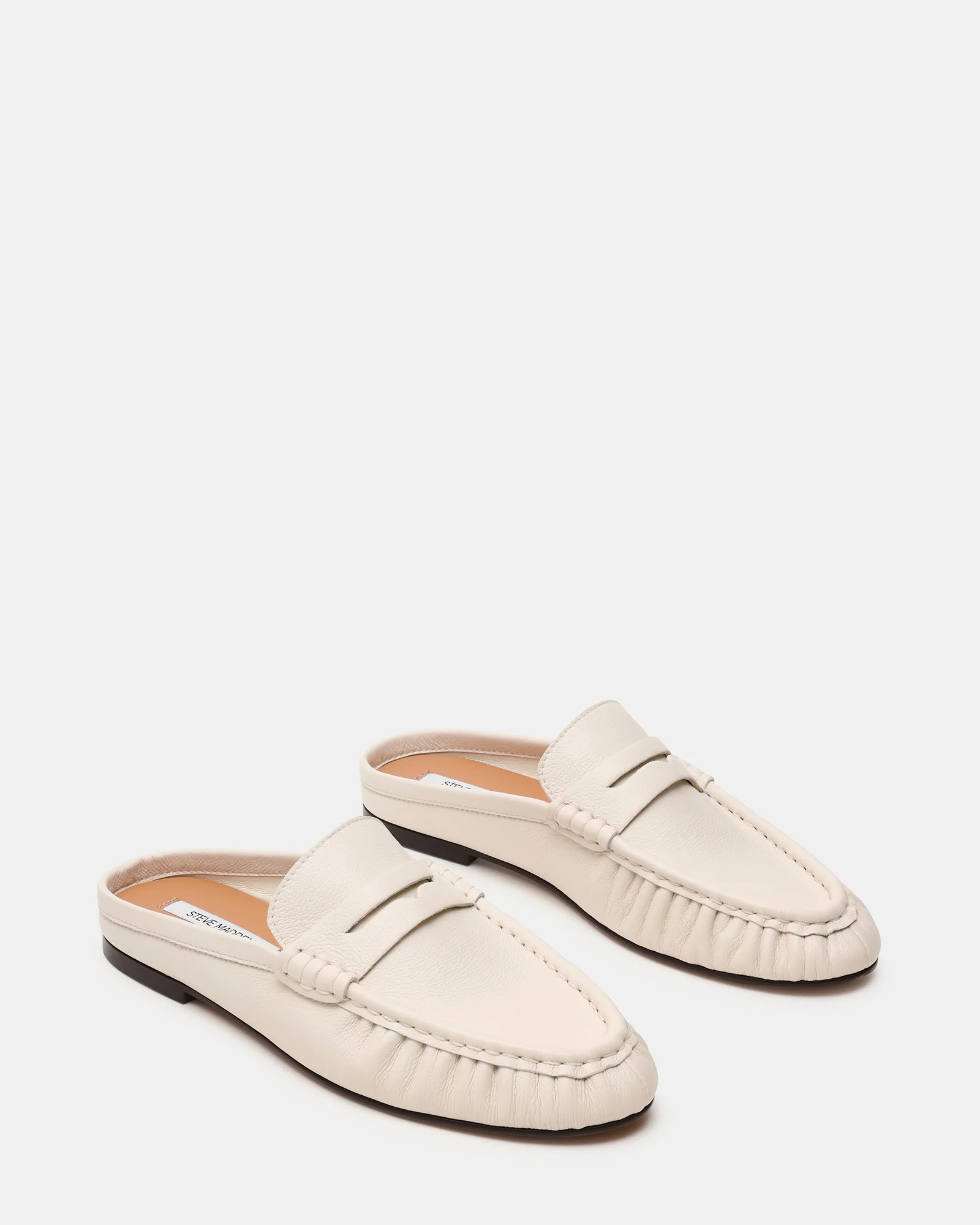 RAFE White Leather Slip-On Mule Women's Flat | Steve Madden (US)