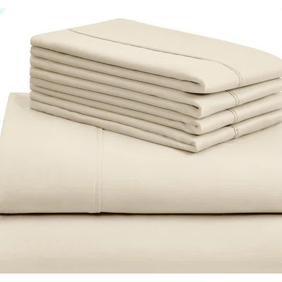EcoCool Rayon From Bamboo Queen Sheet Set - Deep Pockets, Wrinkle Free, Cooling, Machine Washable, Hotel Bedding - Silky Soft Cream Sheets - 6 PC | Wayfair North America