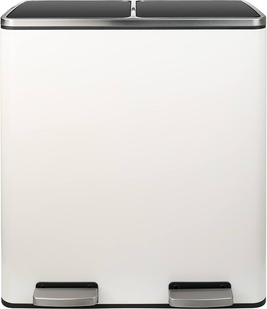 AthLike 60L(16 Gal) Dual Trash Can, Stainless Steel Kitchen Garbage Can, Double Compartment Class... | Amazon (US)