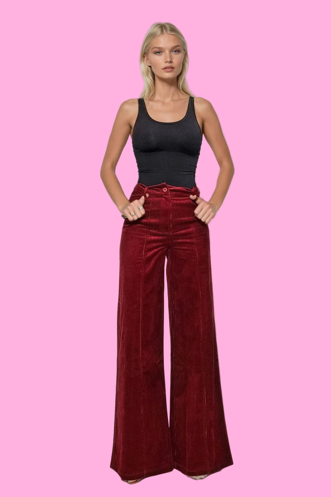 CORDUROY WIDE LEG PANTS | Teggy French