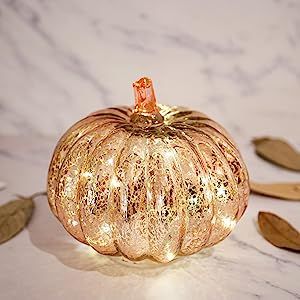 Romingo Mercury Glass Pumpkin Light with Timer for Halloween Pumpkin Decorations Fall and Thanksg... | Amazon (US)