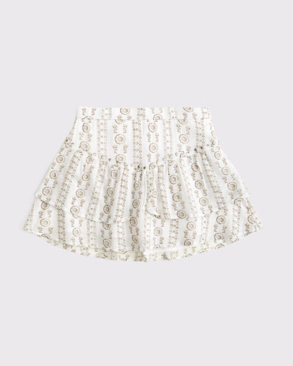 boho tiered mini skort | Abercrombie & Fitch (US)