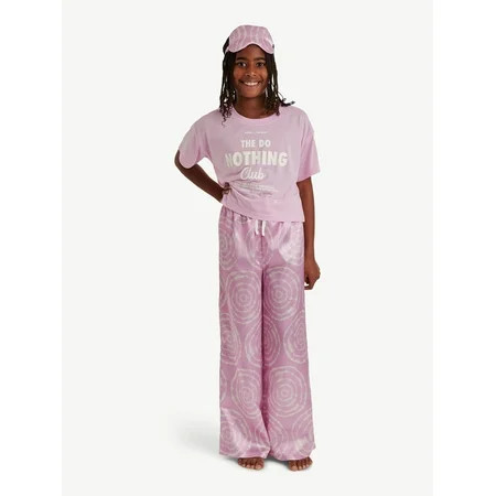 Justice Girls Short Sleeve Top and Pant Pajama Set with Eyemask, 3-piece, Sizes 5-18 & Plus | Walmart (US)
