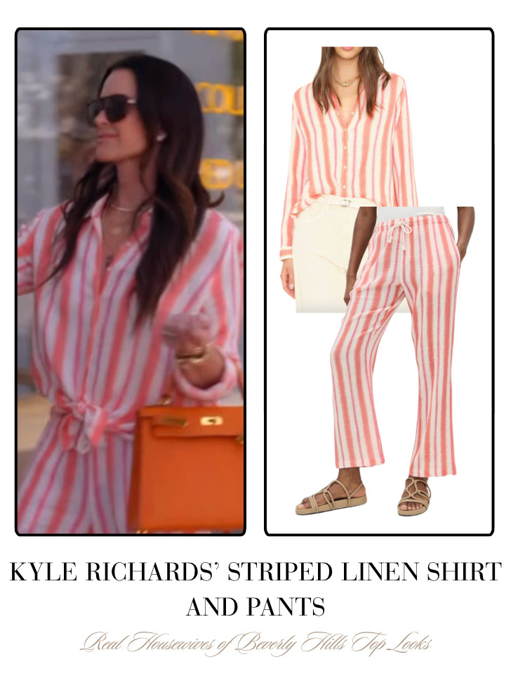 Kyle Richards' Striped Linen Shirt and Pants  

 