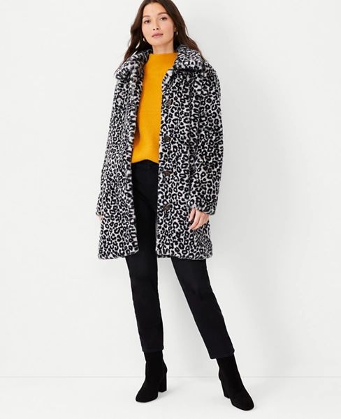 Leopard Print Faux Fur Coat | Ann Taylor (US)