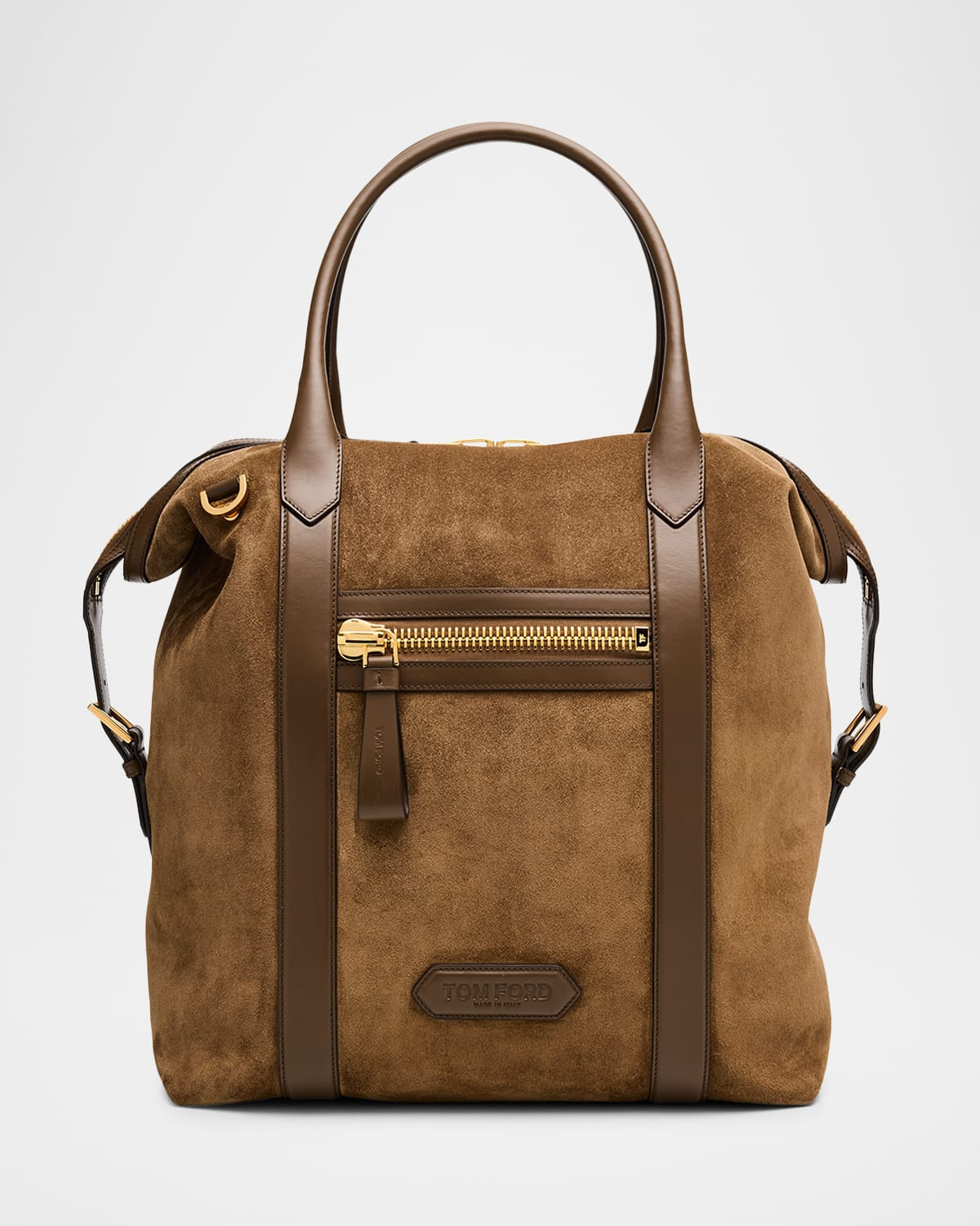 Men & apos;s Suede and Leather Side-Buckle Tote Bag | Neiman Marcus