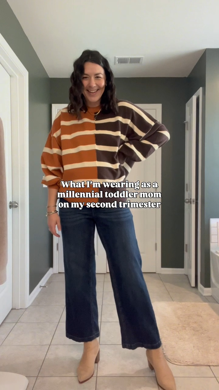 I got this color block sweater last Fall and I still love it this year! I’m wearing my normal size medium. It has an oversized fit and is super cozy (not itchy at all)!

My Walmart maternity jeans literally feel like I’m wearing sweatpants. They’re stretchy and have a full belly band. I’m wearing my normal size medium and I have plenty of room!

These booties are a fav from last year as well! I love the heel height and they’re very comfy to walk around in. They run TTS. 

#LTKBump #LTKWorkwear #LTKTall