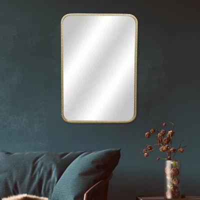 Nuvelle Wall Mirror, Gold Studded Metal Frame, Modern Glam Decorative Wall Mirror, 32.25 | Wayfair North America