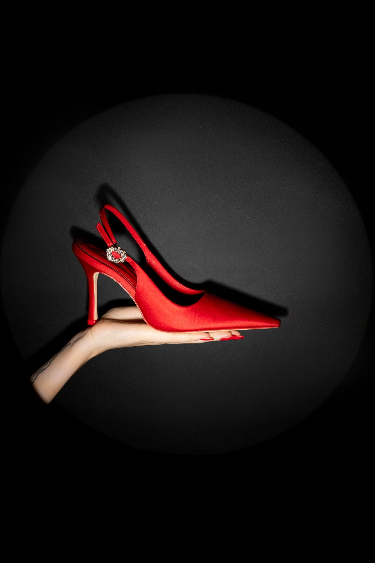 Carine Pump In Cherry Satin | Larroude