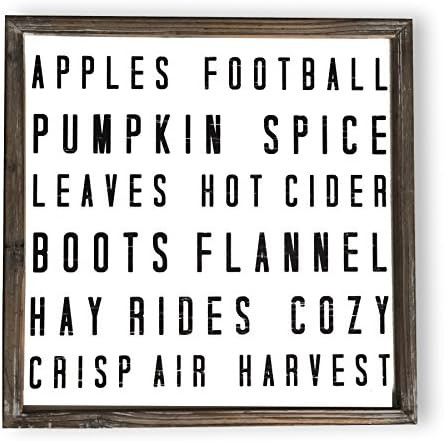 Fall Words Wood Sign Fall Home Decor Rustic Farmhouse Wooden Wall Art Autumn Cottage Country Deco... | Amazon (US)