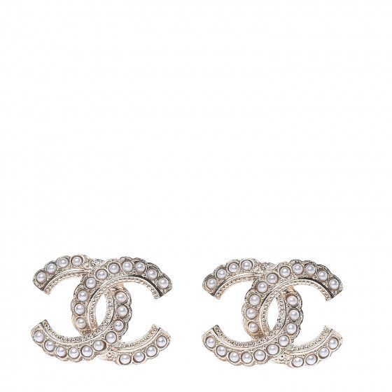 CHANEL Pearl Queen of France CC Earrings Gold | Fashionphile