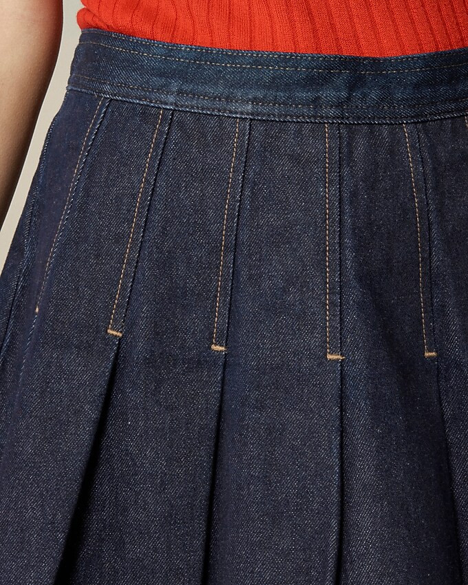 Pleated denim mini skirt | J. Crew US