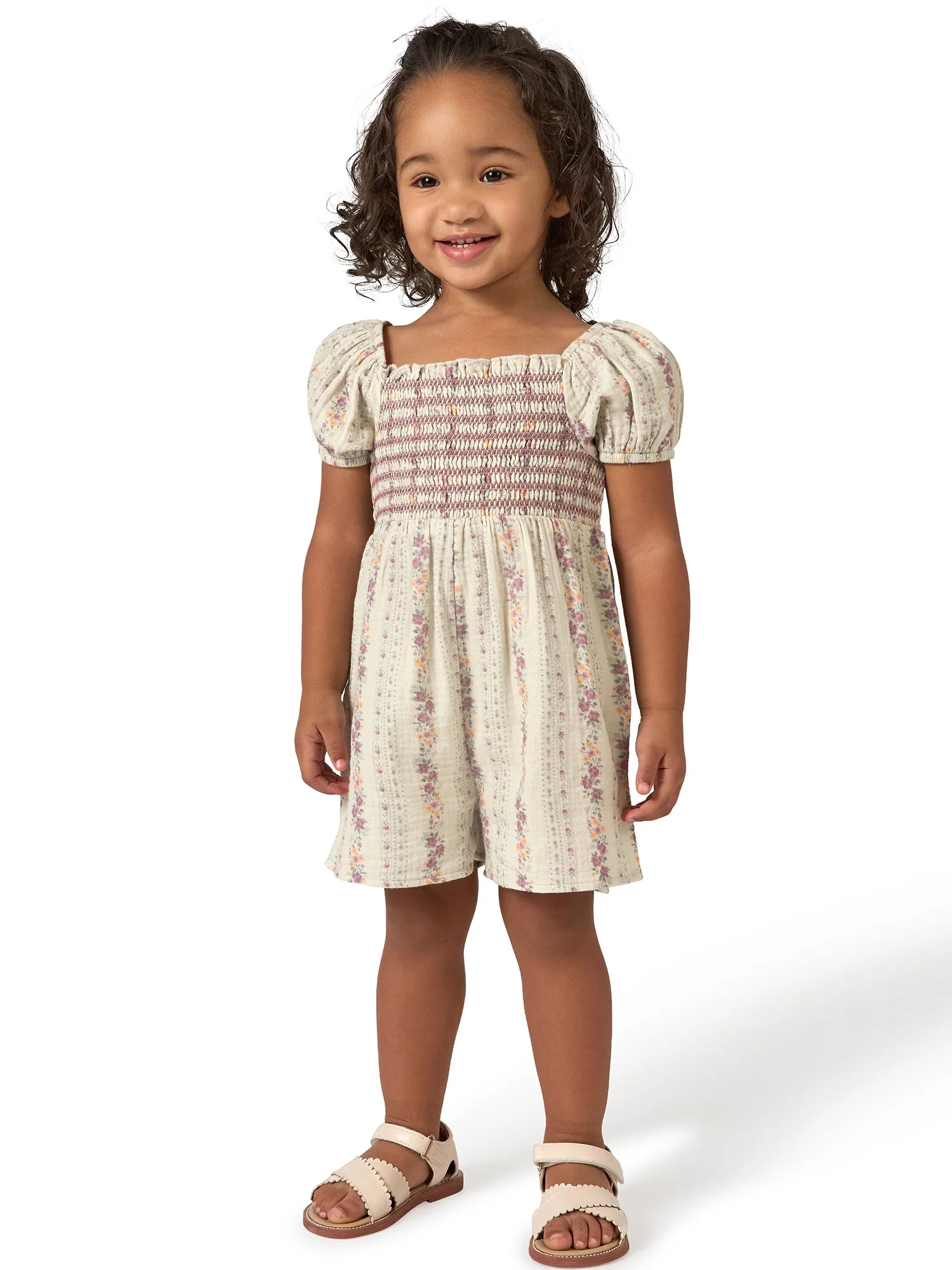Modern Moments by Gerber Toddler Girl Smocked Romper with Ric Rac, Sizes 12 Months - 5T | Walmart (US)