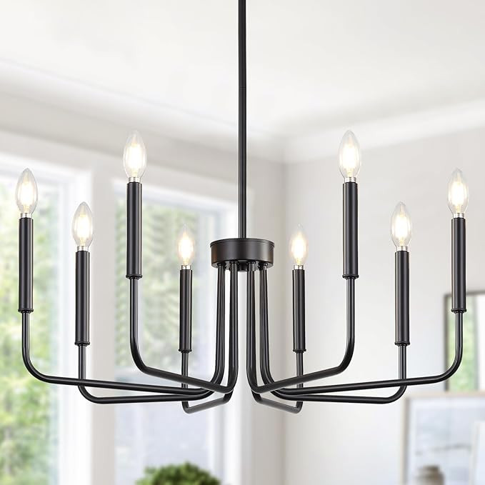 Yunnix Black Chandeliers for Dining Room 8-Light Modern Farmhouse Hanging Light Fixture in Iron f... | Amazon (US)