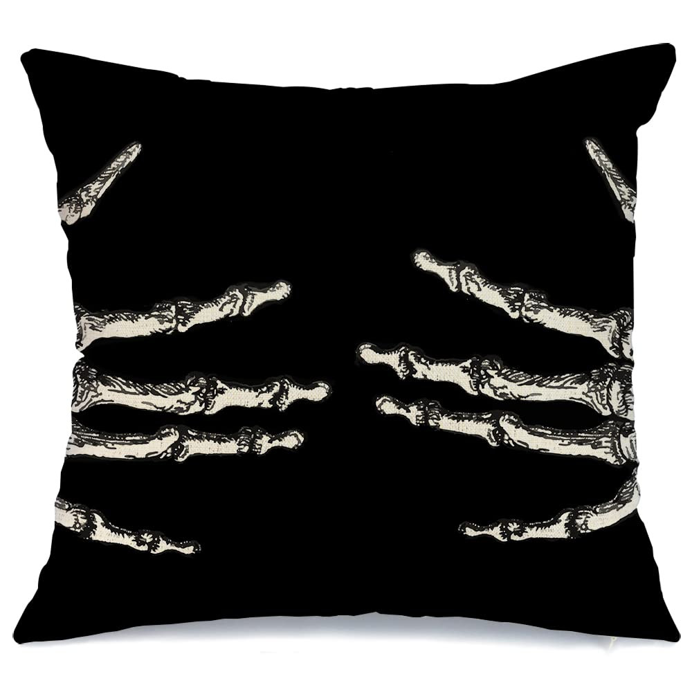 AACORS Halloween Throw Pillow Cover 20X20 Inch Skeleton Decorations Holiday Farmhouse Black Cushi... | Amazon (US)