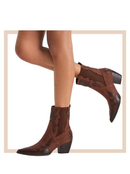 Brown suede pointed toe mid calf western boots

#LTKstyletip #LTKfindsunder100 #LTKshoecrush