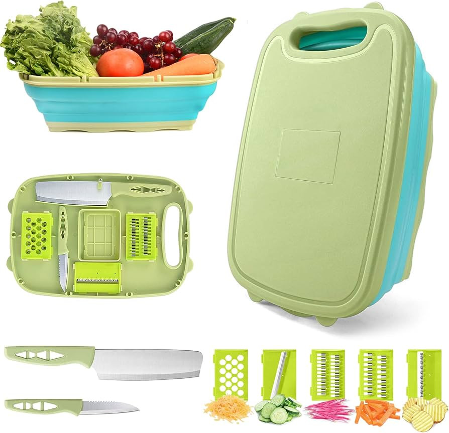 Camping Cutting Board, HI NINGER Collapsible Chopping Board with Colander, 9-In-1 Multi Chopping ... | Amazon (US)