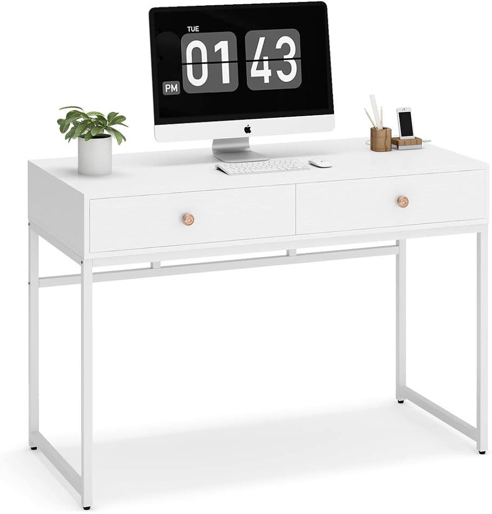 Tribesigns Computer Desk, Modern Simple 47 inch Home Office Desk Study Table Writing Desk with 2 ... | Amazon (US)