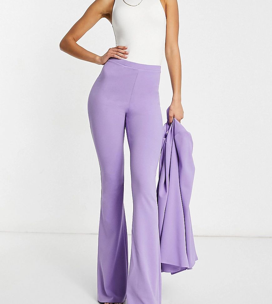 ASOS DESIGN Tall jersey kick flare suit trousers in lilac-Purple | ASOS (Global)